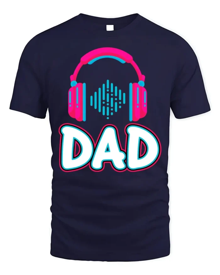 Headphones Dad T-Shirt Funny Music Lover - navy t-shirt on white background