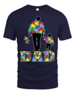 Father and Child Puzzle T-Shirt Colorful Dad - navy t-shirt on white background