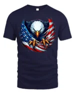 Freedom Eagle Flag Design T-Shirt for Patriots - navy t-shirt on white background