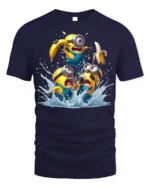 Minions Banana Splash Funny Graphic T-Shirt - navy t-shirt on white background