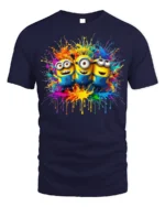 Minions Color Splash Art Funny Graphic T-Shirt - navy t-shirt on white background
