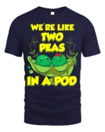 Cute Friendship Peas Graphic Tee Best Friends - navy t-shirt on white background