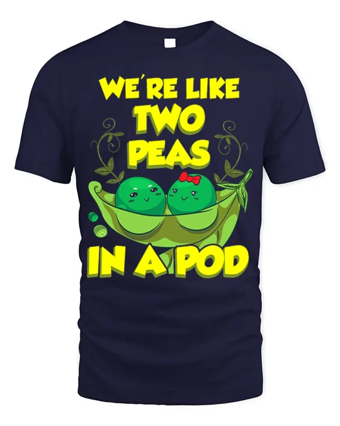 Cute Friendship Peas Graphic Tee Best Friends - navy t-shirt on white background