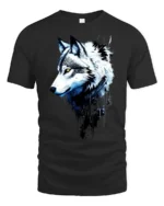 Arctic Wolf Portrait, Majestic Animal Graphic T-Shirt - black t-shirt on white background