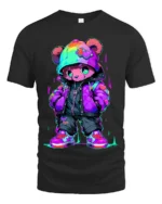 Swag Bear Premium Tee - Cute Cartoon Animal Fashion Tee - black t-shirt on white background