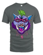 Mohawk Hog Graphic, Unique Rocker Animal T-Shirt - gray t-shirt on white background