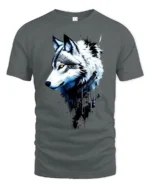 Arctic Wolf Portrait, Majestic Animal Graphic T-Shirt - gray t-shirt on white background