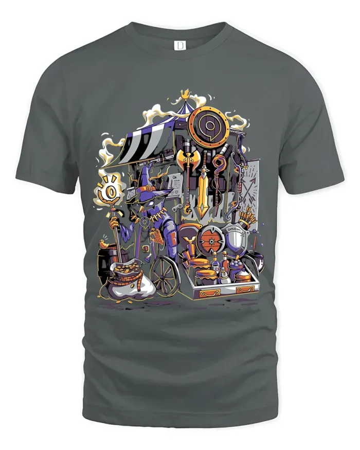 Magic Emporium T-Shirt, Fantasy Role Playing Game Tee - gray t-shirt on white background
