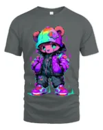 Swag Bear Premium Tee - Cute Cartoon Animal Fashion Tee - gray t-shirt on white background