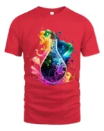 Electric Idea Tee, Bright Light Bulb Design T-Shirt - red t-shirt on white background