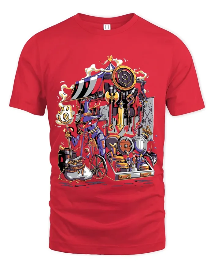 Magic Emporium T-Shirt, Fantasy Role Playing Game Tee - red t-shirt on white background