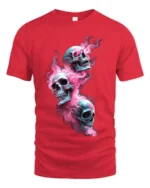 Psychedelic Skulls, Trippy Colorful Skull T-Shirt - red t-shirt on white background