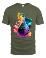 Electric Idea Tee, Bright Light Bulb Design T-Shirt - military green t-shirt on white background