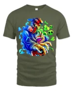 Skull Graffiti Master Tee - Edgy Urban Design T-Shirt - military green t-shirt on white background