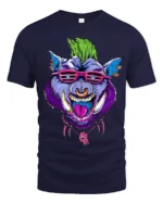 Mohawk Hog Graphic, Unique Rocker Animal T-Shirt - navy t-shirt on white background