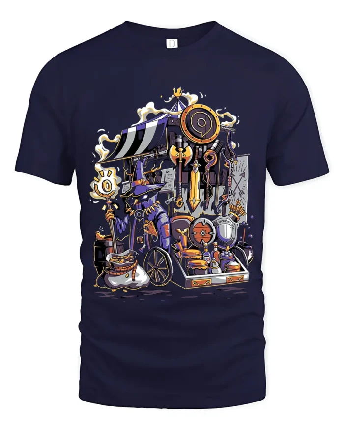 Magic Emporium T-Shirt, Fantasy Role Playing Game Tee - navy t-shirt on white background