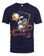 Planet Hopping Rabbit Tee - Whimsical Space Graphic Tee - navy t-shirt on white background