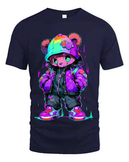 Swag Bear Premium Tee - Cute Cartoon Animal Fashion Tee - navy t-shirt on white background