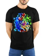 Skull Graffiti Master Tee - Edgy Urban Design T-Shirt - model wearing black shirt, hands behind back
