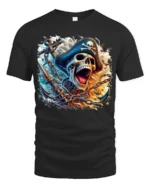 Ocean Pirate Bones Tee Skull and Anchor Graphic Tee - black t-shirt on white background