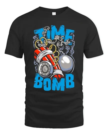 Time Bomb Graphic Tee, Explosive Countdown T-Shirt - black t-shirt on white background