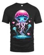 Lovely Jelly Charming Ocean Life T-Shirt for You - black t-shirt on white background