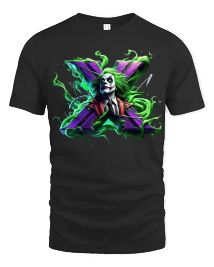 Crazy Joker Symbol T-Shirt Dark Humor Comic Tee - black t-shirt on white background