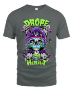 Drope Heriot Skate Tee Cool Skull Skateboard T-Shirt - gray t-shirt on white background