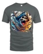 Ocean Pirate Bones Tee Skull and Anchor Graphic Tee - gray t-shirt on white background