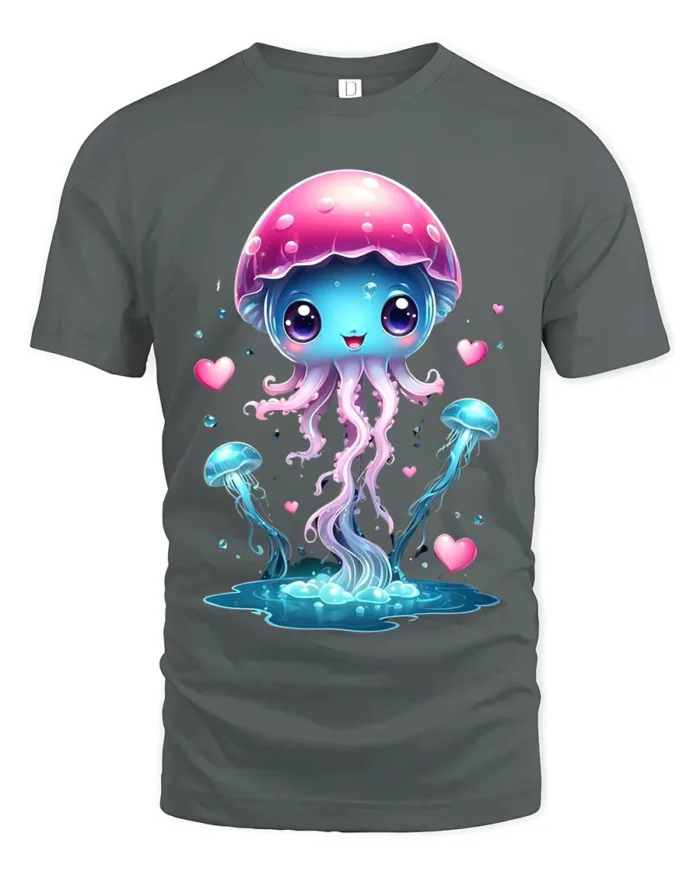 Lovely Jelly Charming Ocean Life T-Shirt for You - gray t-shirt on white background
