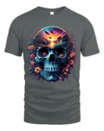 Nature Skull Sunset Peaceful Scene Inside Skull T-Shirt - gray t-shirt on white background