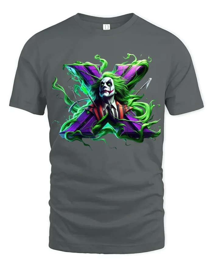 Crazy Joker Symbol T-Shirt Dark Humor Comic Tee - gray t-shirt on white background