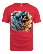 Ocean Pirate Bones Tee Skull and Anchor Graphic Tee - red t-shirt on white background