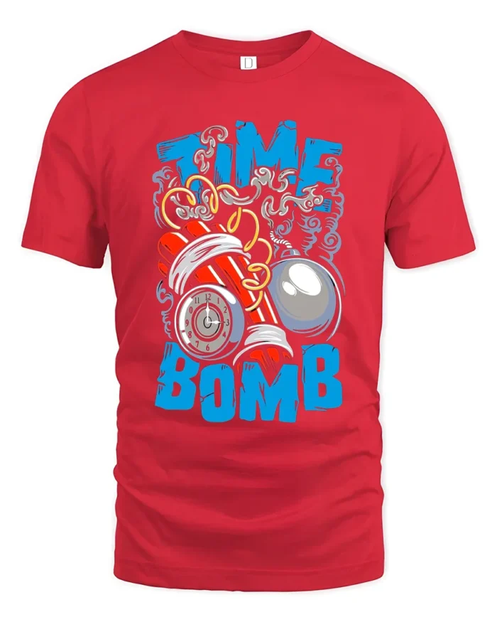 Time Bomb Graphic Tee,  Explosive Countdown T-Shirt - red t-shirt on white background