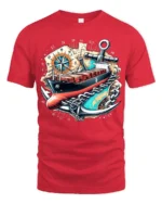 Cargo Ship Anchor Nautical Adventure Graphic T-Shirt - red t-shirt on white background