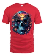 Nature Skull Sunset Peaceful Scene Inside Skull T-Shirt - red t-shirt on white background