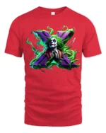 Crazy Joker Symbol T-Shirt Dark Humor Comic Tee - red t-shirt on white background