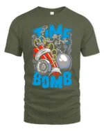 Time Bomb Graphic Tee, Explosive Countdown T-Shirt - military green t-shirt on white background