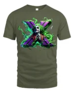 Crazy Joker Symbol T-Shirt Dark Humor Comic Tee - military green t-shirt on white background