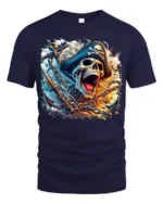 Ocean Pirate Bones Tee Skull and Anchor Graphic Tee - navy t-shirt on white background