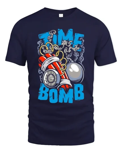 Time Bomb Graphic Tee,  Explosive Countdown T-Shirt - navy t-shirt on white background
