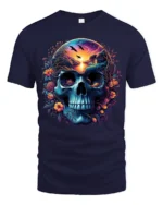 Nature Skull Sunset Peaceful Scene Inside Skull T-Shirt - navy t-shirt on white background