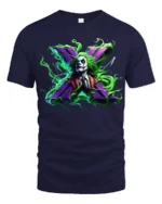 Crazy Joker Symbol T-Shirt Dark Humor Comic Tee - navy t-shirt on white background