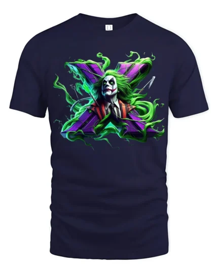 Crazy Joker Symbol T-Shirt Dark Humor Comic Tee - navy t-shirt on white background