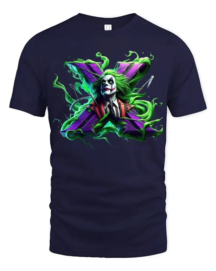 Crazy Joker Symbol T-Shirt Dark Humor Comic Tee - navy t-shirt on white background