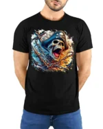 Ocean Pirate Bones Tee Skull and Anchor Graphic Tee - model wearing black shirt, hands behind back