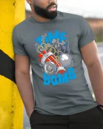 Time Bomb Graphic Tee, Explosive Countdown T-Shirt - model in grey shirt leaning against column