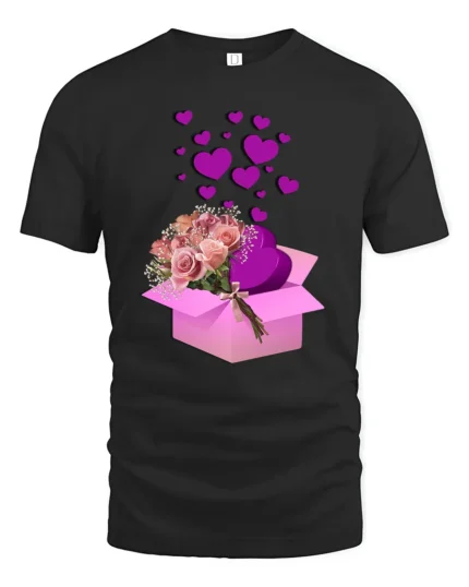 Box of Love Graphic Tee, Romantic Gift Idea T-Shirt - black t-shirt on white background