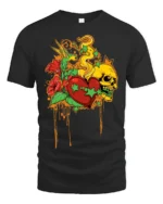 Melting Heart Skull T-Shirt, Cool Graphic Tee Now - black t-shirt on white background
