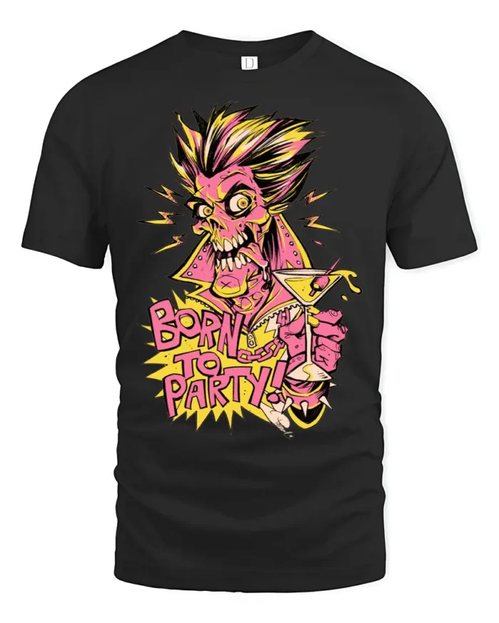 Party Monster Premium T-Shirt, Funny Zombie Cocktail Tee - black t-shirt on white background